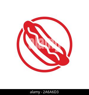 Red Hot Dog Simple Circular Icon Vector Symbol Graphic Logo Design Template Stock Vector