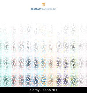 Abstract fading colorful rainbow pixel pattern on white background and texture. Spectrum colorful bottom mosaic. Vector illustration Stock Vector