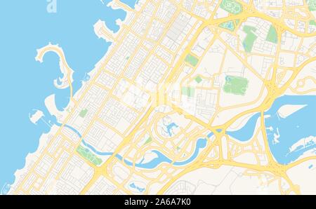Printable street map of Dubai  , United Arab Emirates. Map template for business use. Stock Vector