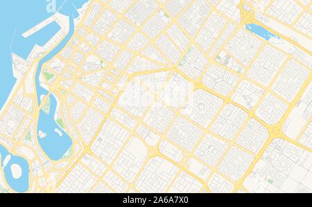 Printable street map of Sharjah  , United Arab Emirates. Map template for business use. Stock Vector