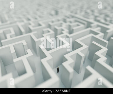 Businessman inside to the maze. 3d rendering Stock Photo