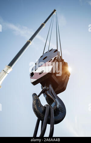Hook of a large mobile crane Stock Photo