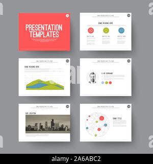 Vector Template for presentation slides with graphs and charts Stock Vector