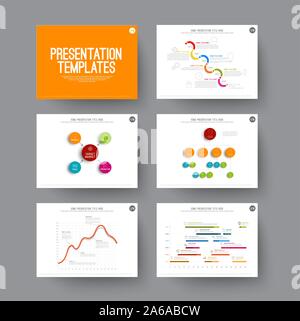 Vector Template for presentation slides with graphs and charts Stock Vector