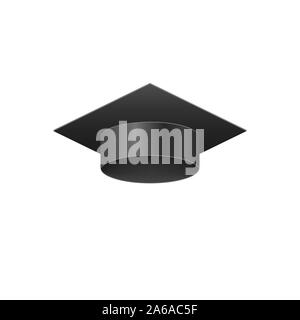 3d realistic Graduation university black cap. vector illustration Stock Vector