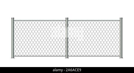 Realistic metal chain link fence isolated Stock Vector
