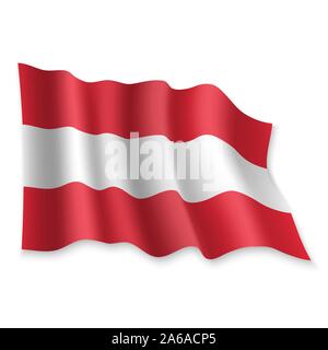 3D Realistic waving Flag of Austria on white background Stock Vector