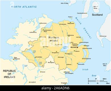 Northern Ireland vector map with infographic elements, pointer marks ...