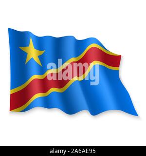 3d realistic Waving flag of DR Congo Isolated. Template for poster ...