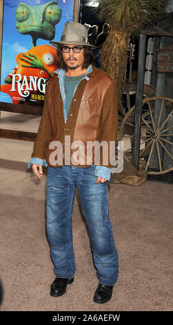 Westwood, United States Of America. 14th Feb, 2011. WESTWOOD, CA - FEBRUARY 14: Johnny Depp at the Los Angeles premiere of 'Rango' held at Regency Village Theatre on February 14, 2011 in Westwood, California People: Johnny Depp Credit: Storms Media Group/Alamy Live News Stock Photo