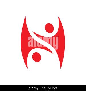 Healthy Mutual Passion Abstract People Figure Vector Symbol Graphic Logo Design Template Stock Vector