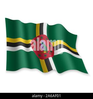 3D Realistic waving Flag of Dominica on transparent background Stock ...