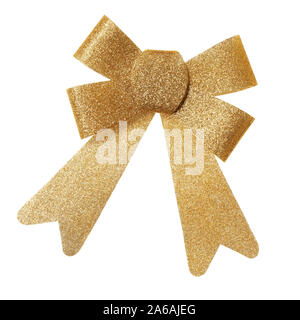 Glitter Bow Christmas Decoration Isolated on White Background Stock Photo