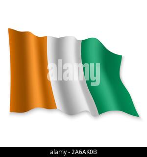 3D Realistic waving Flag of Ivory Coast on transparent background Stock ...