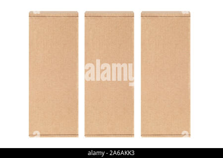 Cardboard boxes arranged in a row. Isolated on a white background Stock Photo