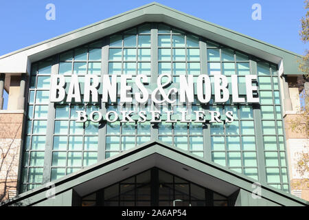 Gaithersburg, Maryland / USA - October 18, 2019: Barnes and Noble logo on their main store branch in Gaithersburg, MD. Stock Photo