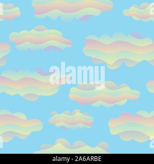 seamless vector pattern with cotton candy rainbow clouds Stock Vector