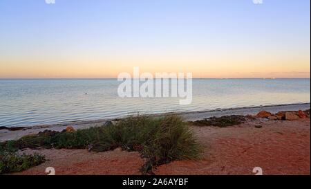 Sunrise sky over Shark Bay in Denham, Western Australia Stock Photo