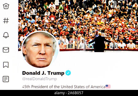 Twitter page (Oct 2019) Donald J Trump Stock Photo