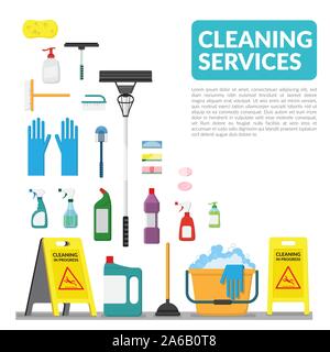 vector set of household supplies cleaning product , tools of house cleaning isolated on white background. template with copy space for text and logo f Stock Vector