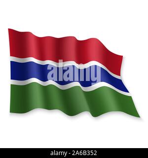 3d realistic Waving flag of Gambia Isolated. Template for poster design ...