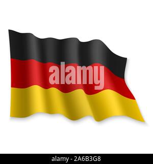 3D Realistic waving Flag of Germany on white background Stock Vector