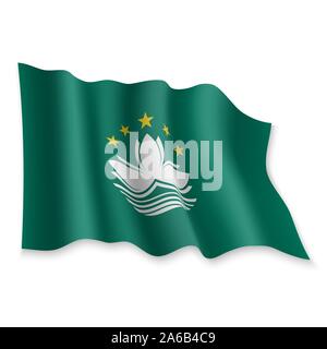 3D Realistic waving Flag of Macau on white background Stock Vector