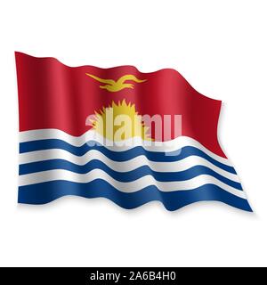 3D Realistic waving Flag of Kiribati on white background Stock Vector