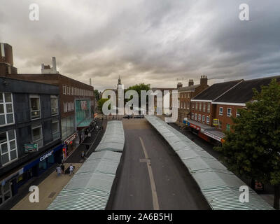 Aerial images of Newcastle Under Lyme in the pottery town of Stoke on Trent, Staffordshire Stock Photo