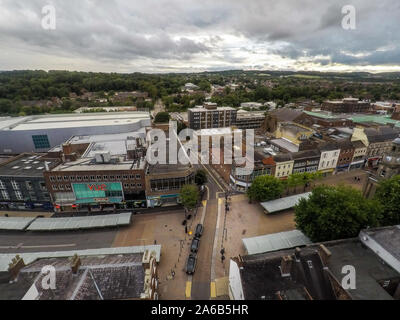 Aerial images of Newcastle Under Lyme in the pottery town of Stoke on Trent, Staffordshire Stock Photo