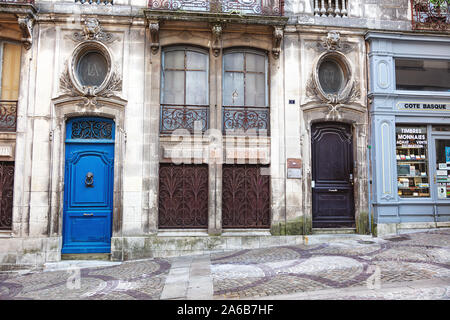 Bayonne, France - 06 September 2019 - Facade of a house in the city of Bayonne. Stock Photo