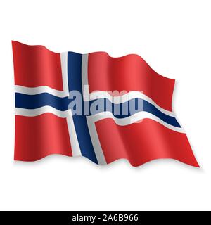 3D Realistic waving Flag of Norway on transparent background Stock ...