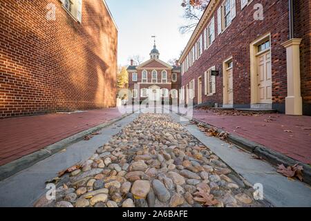 Historical Building of Carpenters’ Hall in Autumn Stock Photo