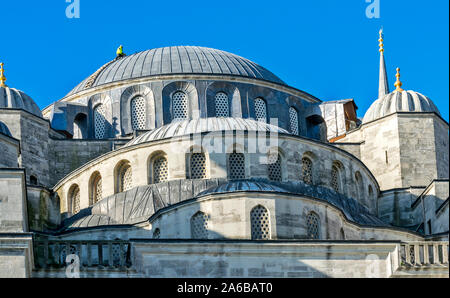 ISTANBUL TURKEY SULTAN AHMED OR BLUE MOSQUE EXTERIOR A MAN WORKING ON THE DOME OF THE MOSQUE Stock Photo