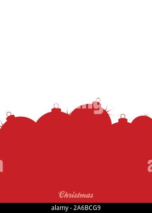 Blank White And Red Christmas Card Or Poster Copy Space With Silhouette Of Baubles And Decorative Text Stock Vector