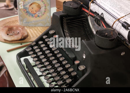 Equipment display as might have been in use in a small engineering office in the second world war. Stock Photo