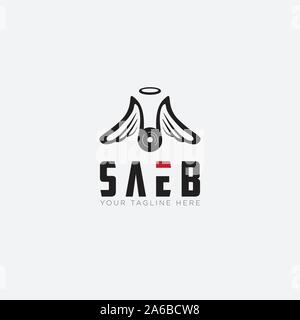 Saeb logo designs with Dragon and Wings logo Stock Vector