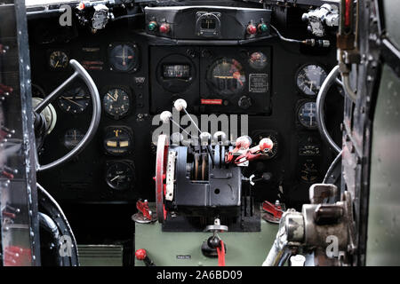 Inside a world war two vintage DC3 Dakota troop transport aircraft. Stock Photo