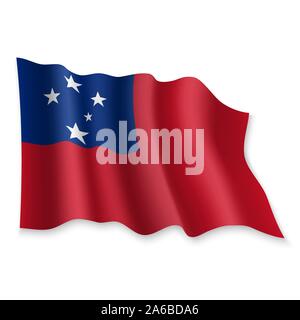 3D Realistic waving Flag of Samoa on white background Stock Vector