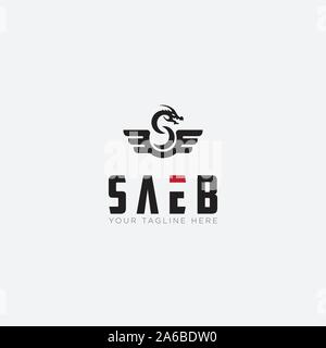 Saeb logo designs with Dragon and Wings logo Stock Vector