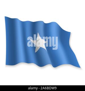 3D Realistic waving Flag of Somalia on white background Stock Vector