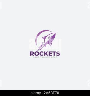 purple Rocket and golf ball logo designs modern Stock Vector
