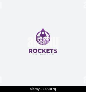 purple Rocket and golf ball logo designs modern Stock Vector