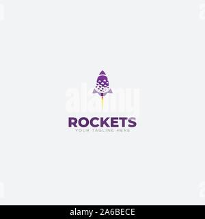 purple Rocket and golf ball logo designs modern Stock Vector