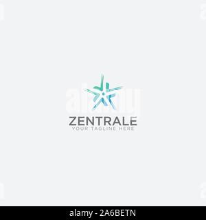 zentrale logo design with arrow like star Stock Vector