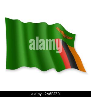 3D Realistic waving Flag of Zambia on transparent background Stock ...