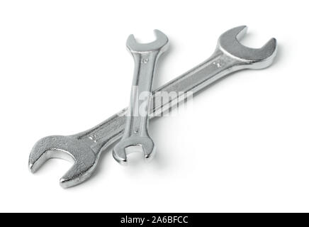 Two double open ended spanners isolated on white Stock Photo