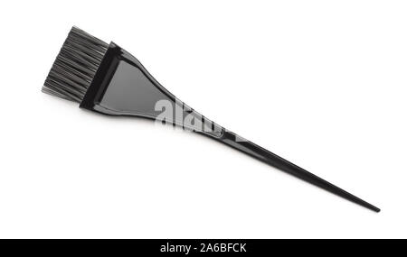 Top view of professional hair dye brush isolated on white Stock Photo