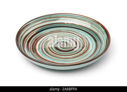 Empty vintage  ceramic plate isolated on white Stock Photo