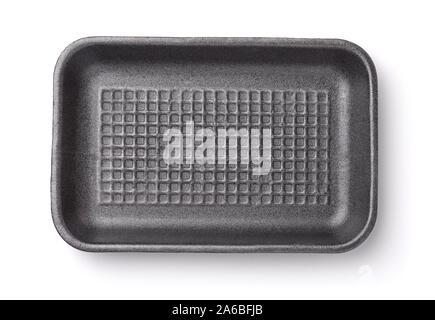 Top view of empty foam food tray isolated on white Stock Photo